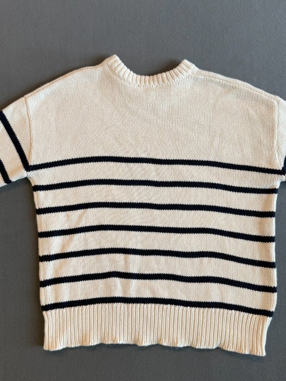 Z Supply Women’s Small Cream Navy Striped Crewneck Sweater Nautical Coastal View 2